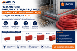 Бентонітовий шнур Гідростоп: купити для гідроізоляції швів бетону в Україні (5×20, 10×20, 15×25, 20×30 мм та круглий D-22 мм)
