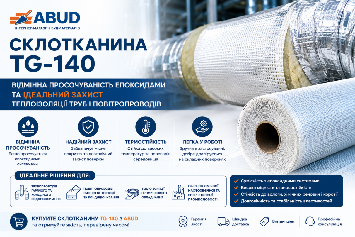 Склотканина TG-140: відмінна просочуваність епоксидами та ідеальний захист теплоізоляції труб і повітропроводів